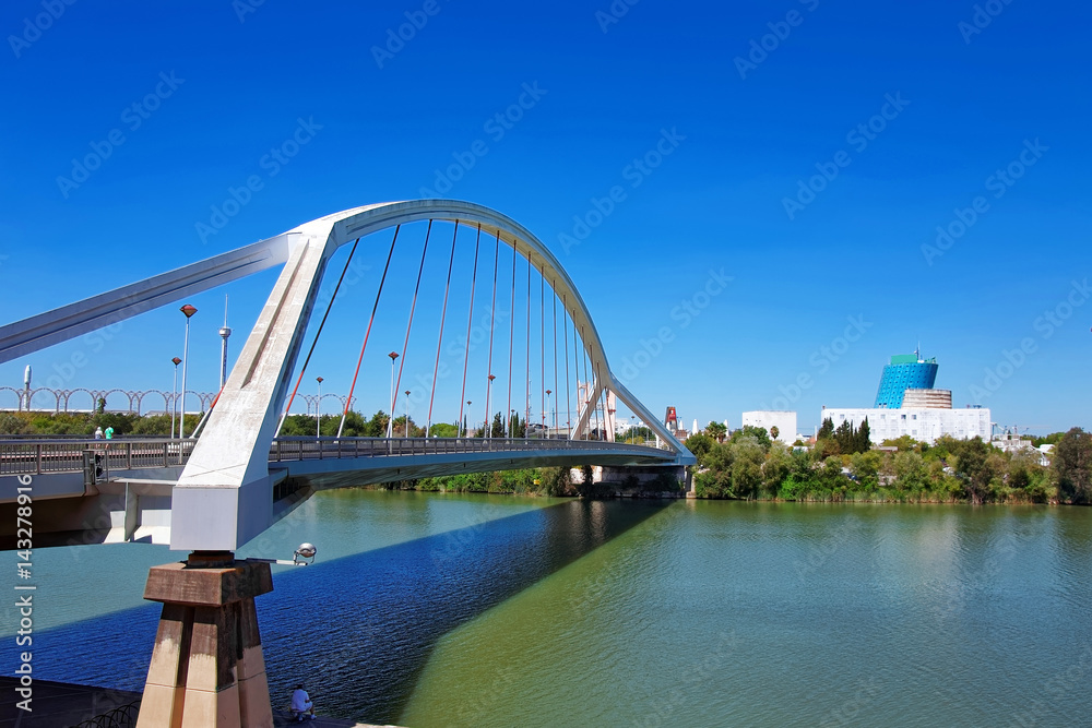 Barqueta Bridge over Guadalquivir River in Seville