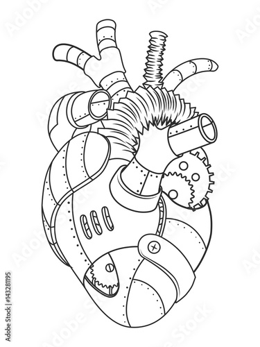 Metal heart coloring book vector illustration