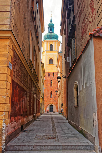 Spire of St Martin church in Warsaw