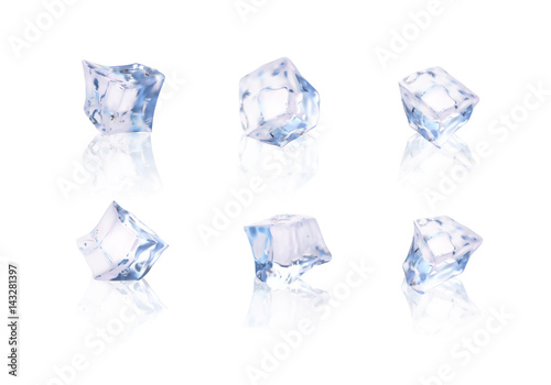 Set of six transparent ice cubes