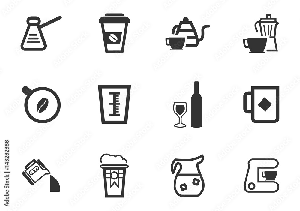 Utensils beverages icon set Utensils beverages icon set