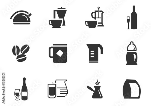 Utensils beverages icon set