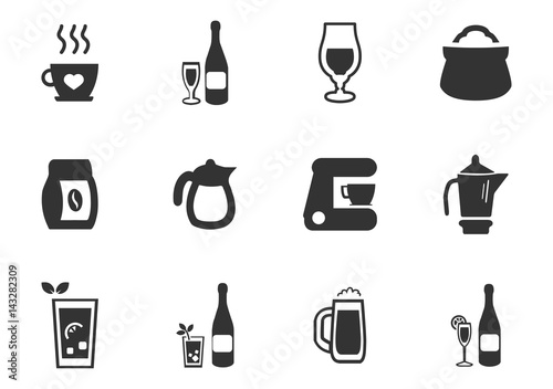 Utensils beverages icon set