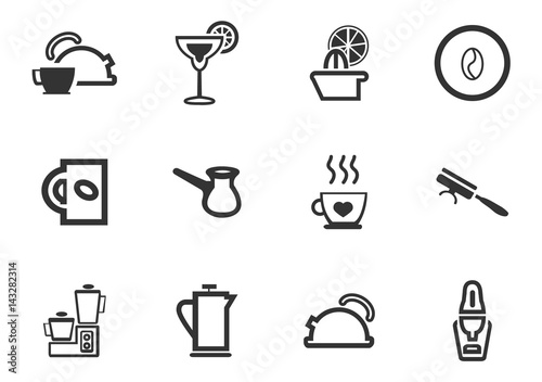 Utensils beverages icon set