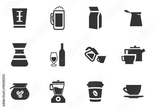 Utensils beverages icon set