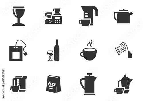 Utensils beverages icon set