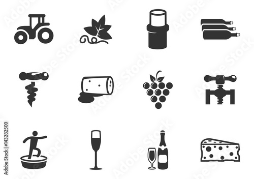 Vineyard and Wine icon set