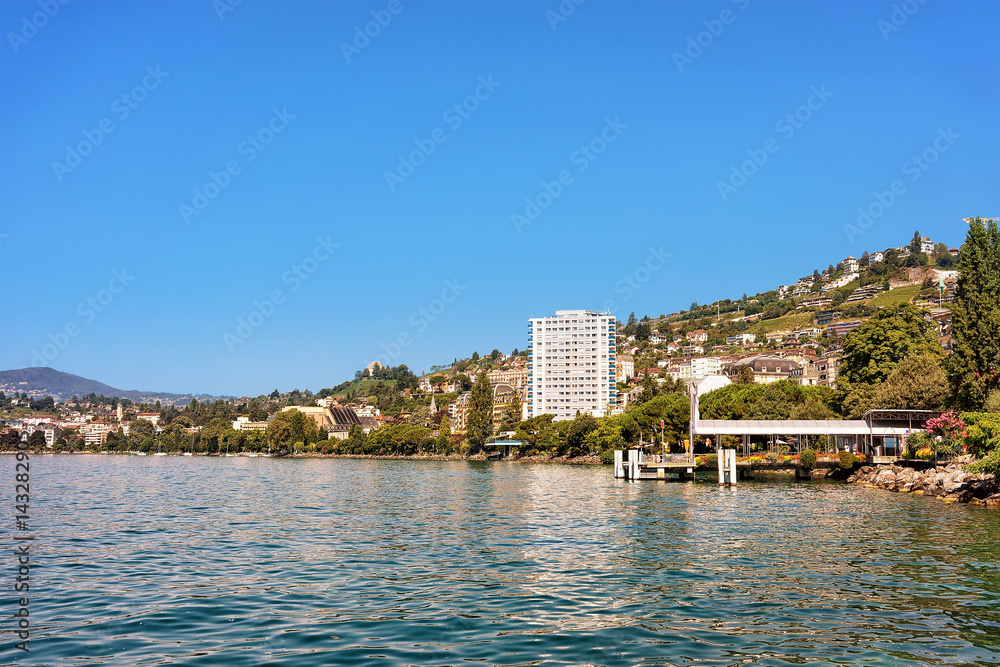 Panorama of Montreux town at Geneva Lake