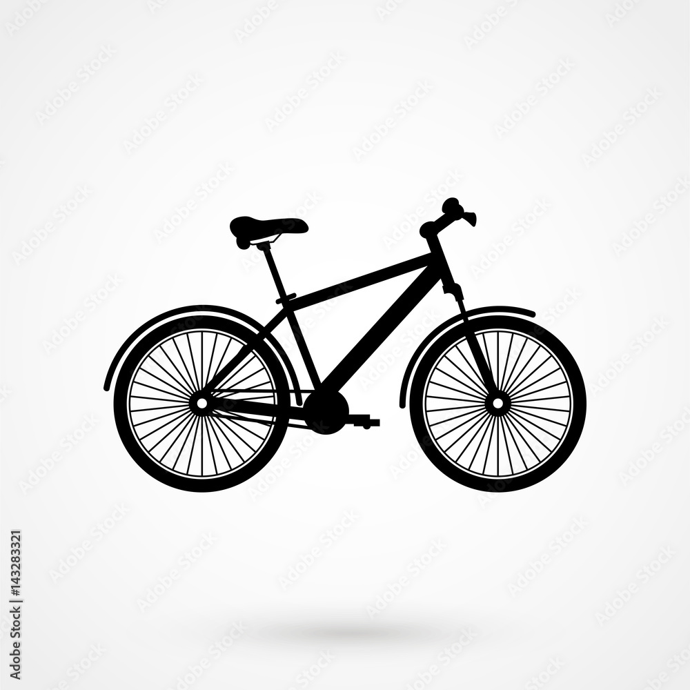 bicycle icon with shadow on white background