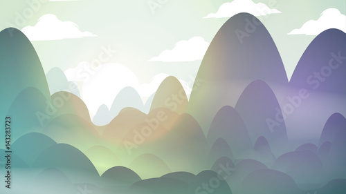 Simple Abstract Valley Landscape  - Vector Illustration