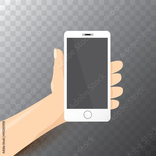 vector Hand holding white smart phone