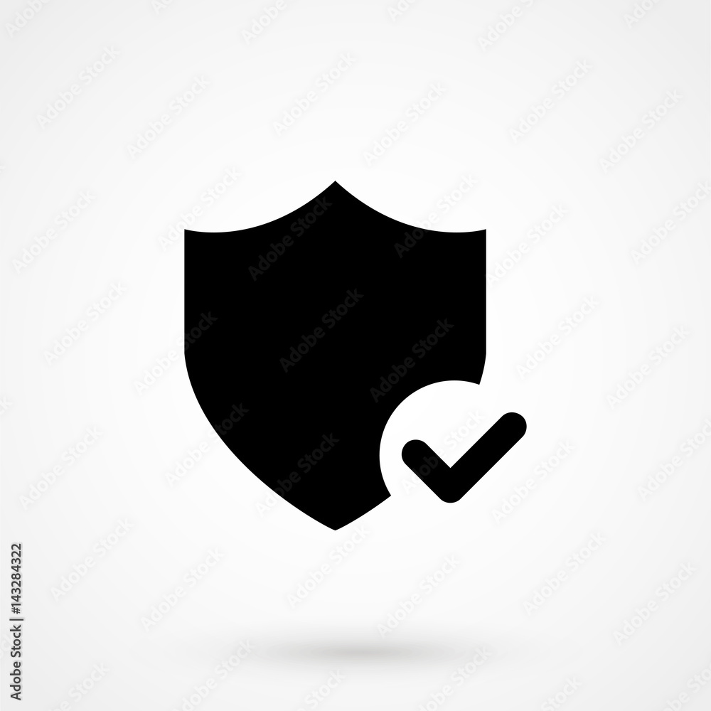 Shield with checkmark symbol for download. Vector icon Shield with checkmark symbol for download. Vector icon
