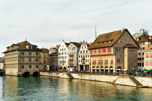 Town Hall and Limmat River quay in Zurich