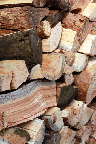 Pile of wood logs ready for winter, can be a timber background photo