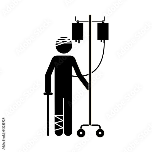 silhouette man with his leg broken, vector illustration design