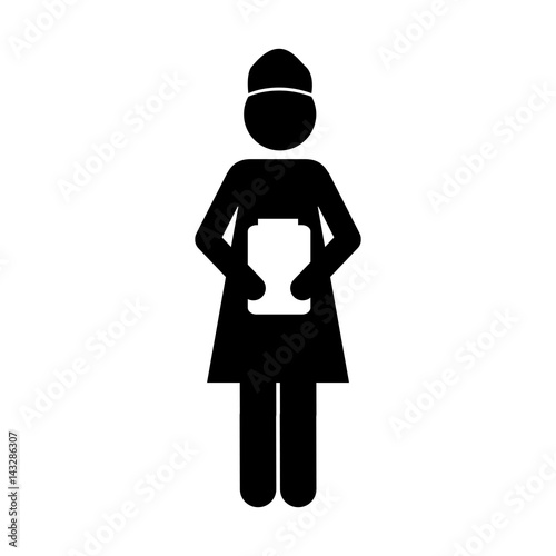 silhouette pictogram nurse professional, vector illustration design