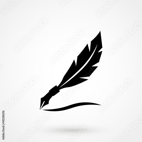 Feather Logo Vector. Illustration of an ink pen. Fototapet