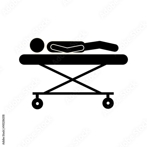silhouette man over gurney, vector illustration design