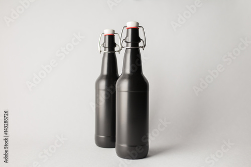 Two beer bottles on the scene  mock-up.