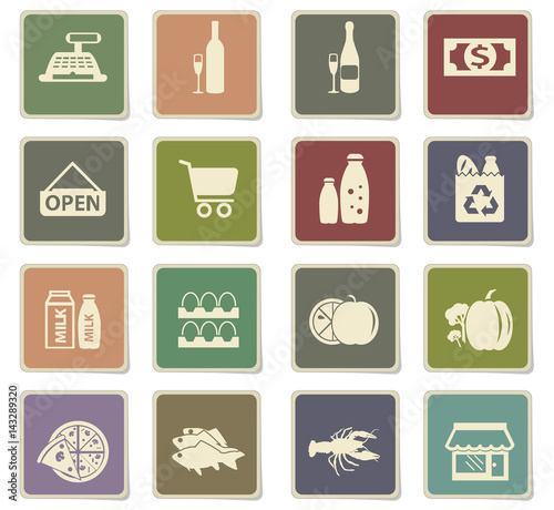 grocery store icon set