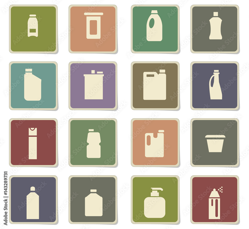 household chemicals icon set household chemicals icon set