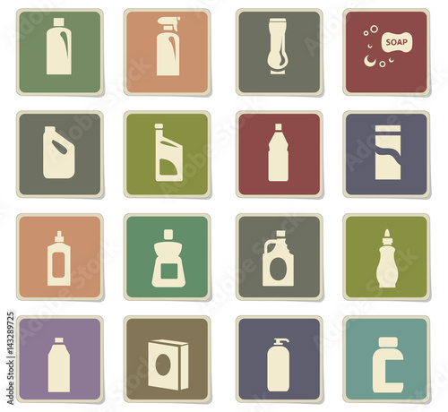 household chemicals icon set