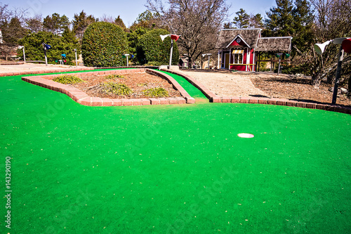Obraz na płótnie sunny weather at mini golf course