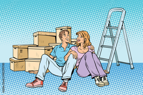 Young family moving to a new house
