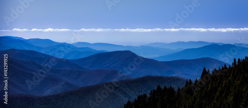 smokey mountain blue top with cloud line