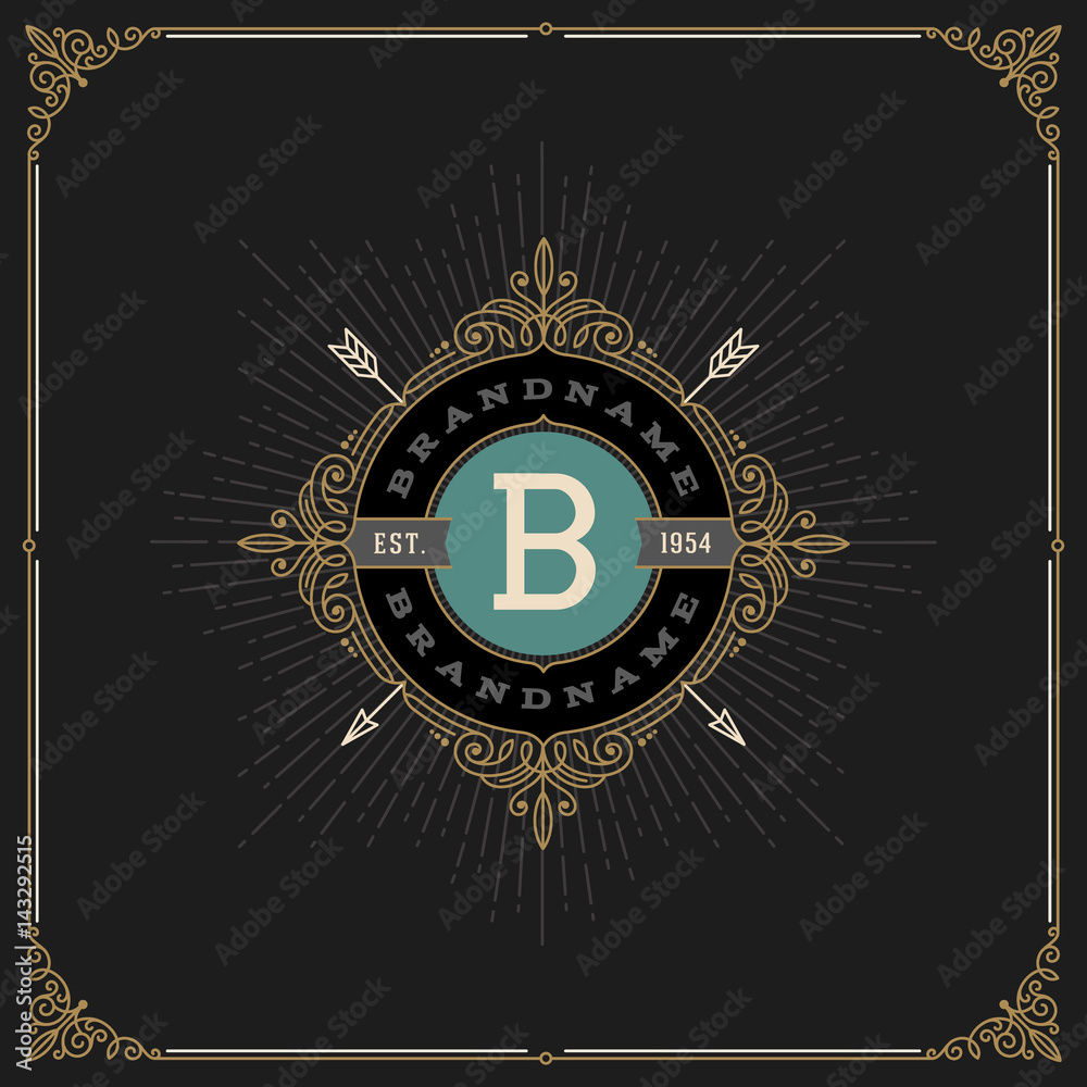 Fototapeta premium Flourishes monogram logo template. Vector illustration.