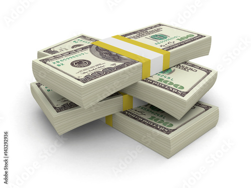 Pile of Dollars. Image with clipping path