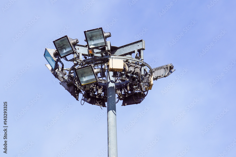 Street light pole against blue sky background Street light pole against blue sky background
