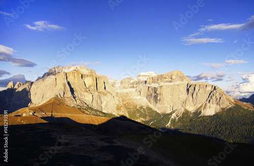 Sella group - the plateau- shaped massif in the Dolomites mountains of northern Italy, Europe