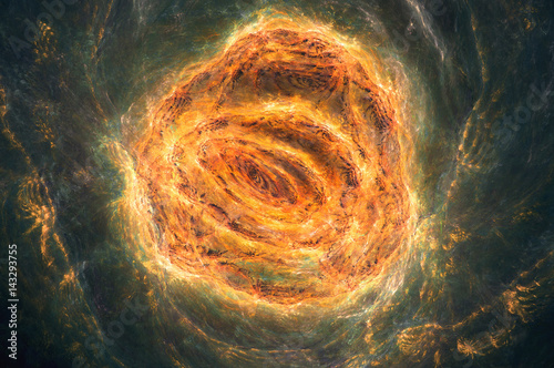 Computer generated image of the nebula. Fractal abstraction. Deep space background. Raster illustration.