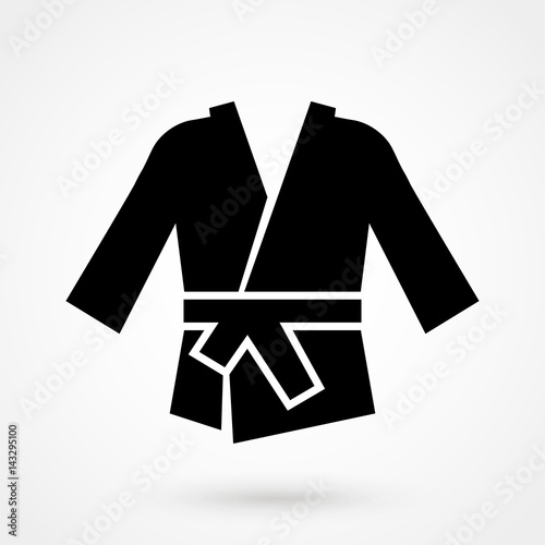 karate kimono icon in a flat design in black color. Vector illustration