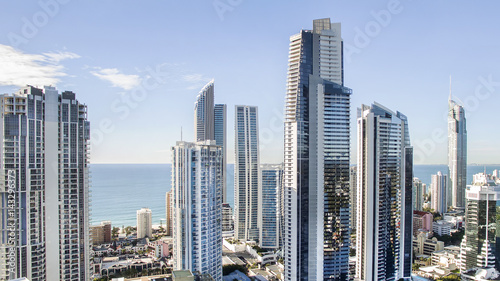 Surfers Paradise city centre's famous skyline viewed from above. © Bostock