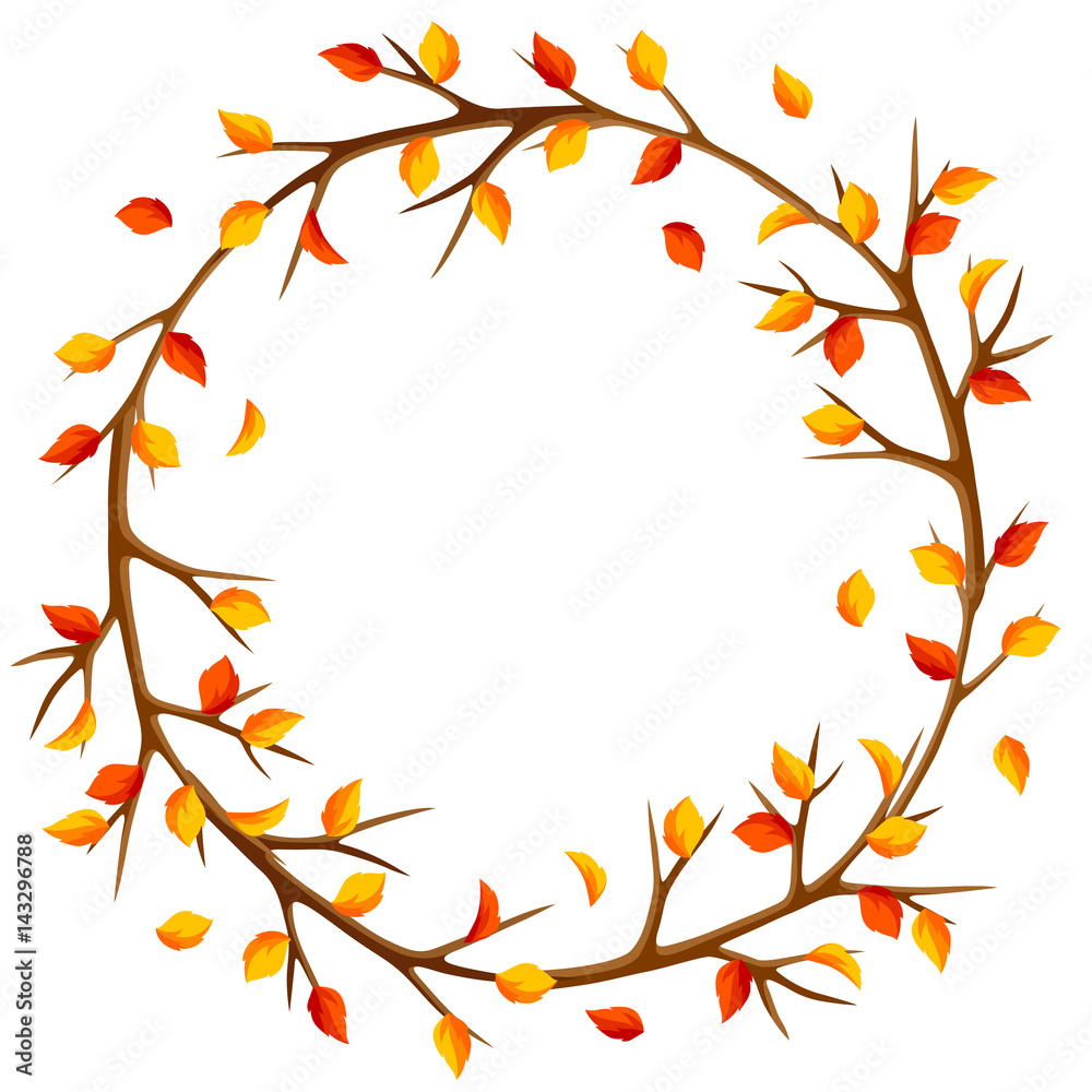 Autumn frame with branches of tree and yellow leaves. Seasonal illustration Autumn frame with branches of tree and yellow leaves. Seasonal illustration