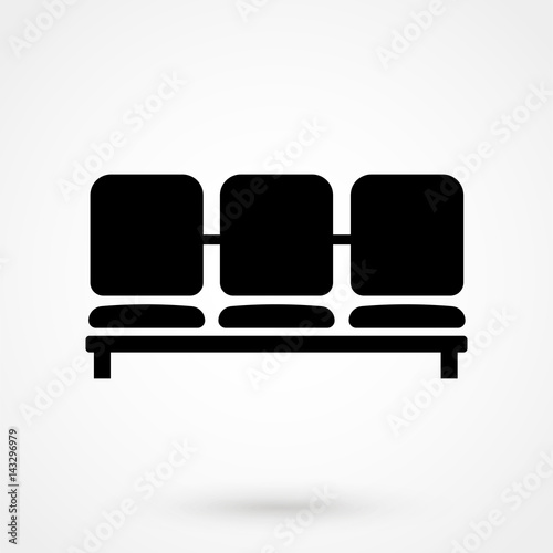 Airport Seat vector icon. Waiting room chairs symbol.