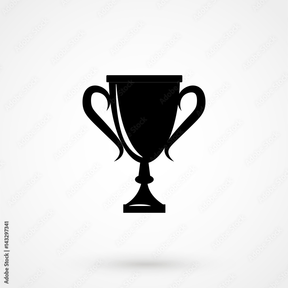 Trophy cup vector icon eps 10. Simple winner symbol. Black illustration isolated on grey background. Trophy cup vector icon eps 10. Simple winner symbol. Black illustration isolated on grey background.