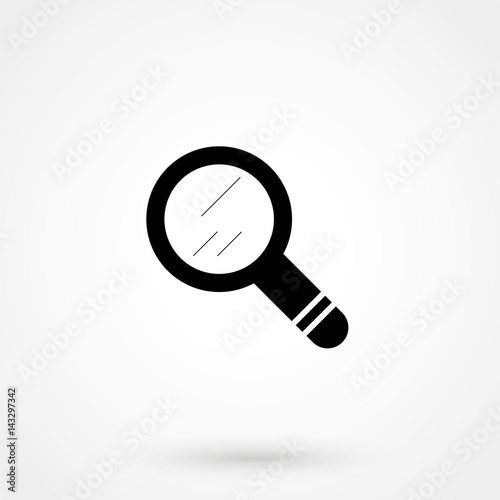 Search icon vector. Search, found find concept. Magnifying glass Sign isolated on white background. Flat design style photo