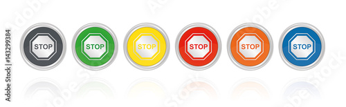 Silberne Buttons, bunt - Stoppschild