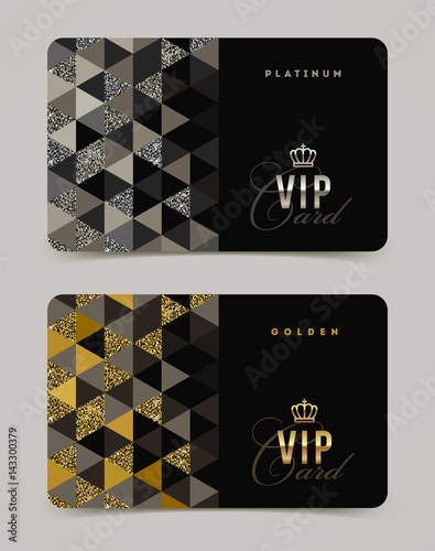  Template golden and platinum VIP card. Vector illustration.