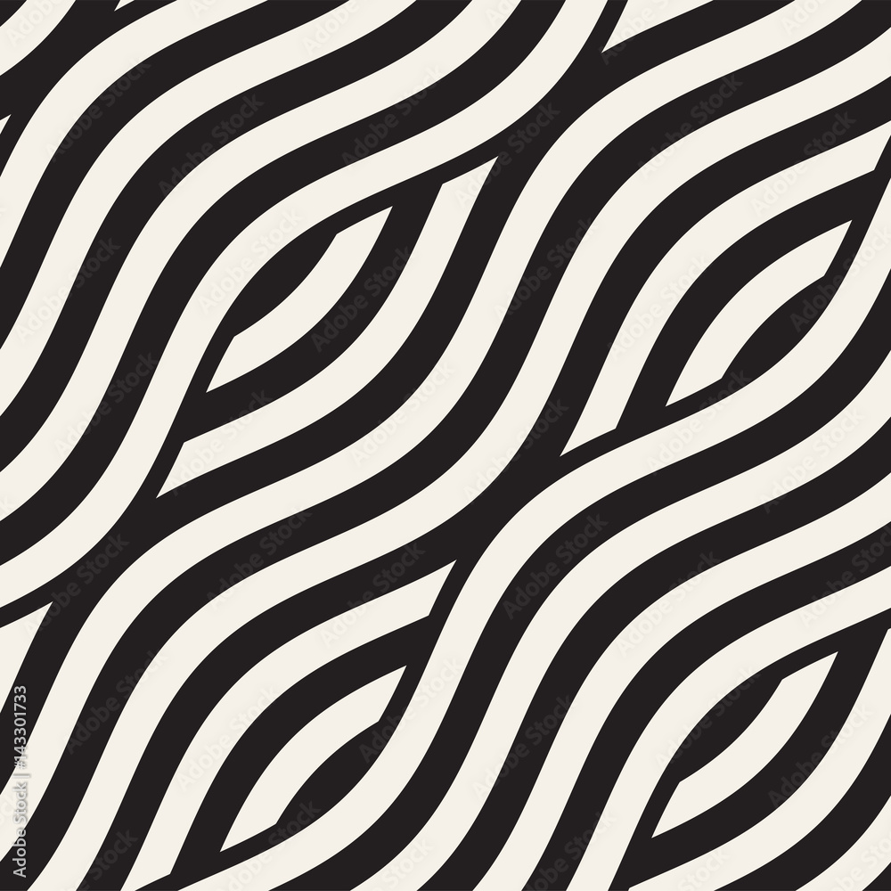 Abstract geometric pattern with wavy lines. Interlacing rounded stripes design. Seamless vector background. Abstract geometric pattern with wavy lines. Interlacing rounded stripes design. Seamless vector background.