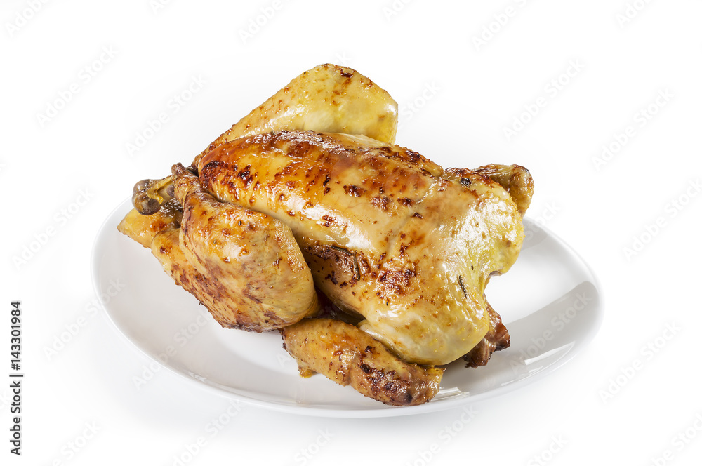 Chicken cooked on a spit