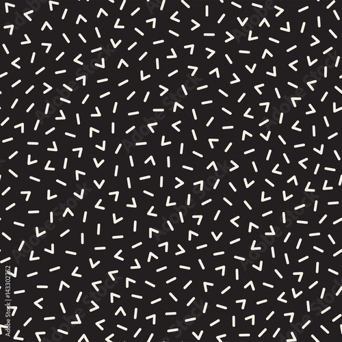 Retro geometric line shapes seamless patterns. Abstract jumble textures. Black and white scattered shapes