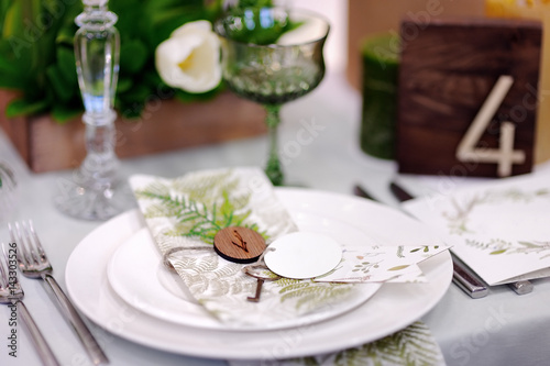 Table set with natural flowers for wedding reception