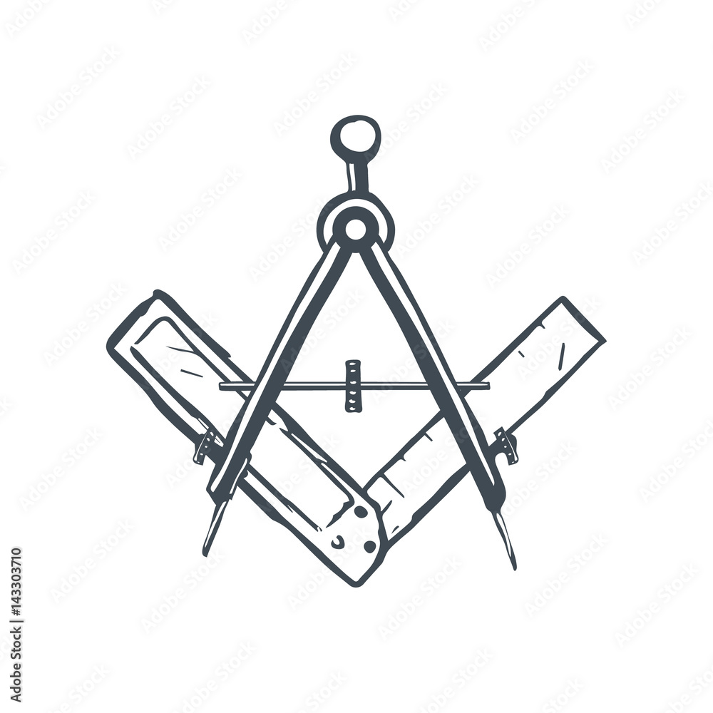 Compass and Square. Mason Sign. Vector