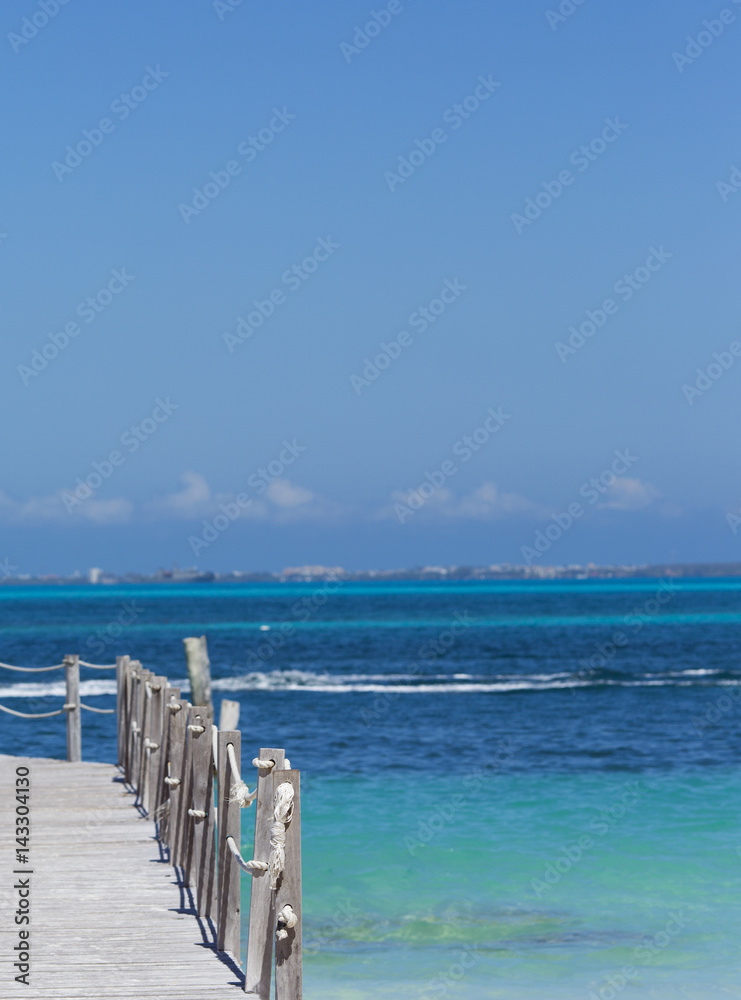 Bridge along with the shore of the Caribbean sea. Bridge along with the shore of the Caribbean sea.