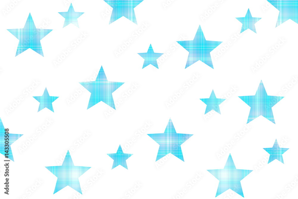 White background with cyan and white checkered stars
