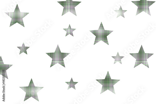 White background with dark green and white checkered stars